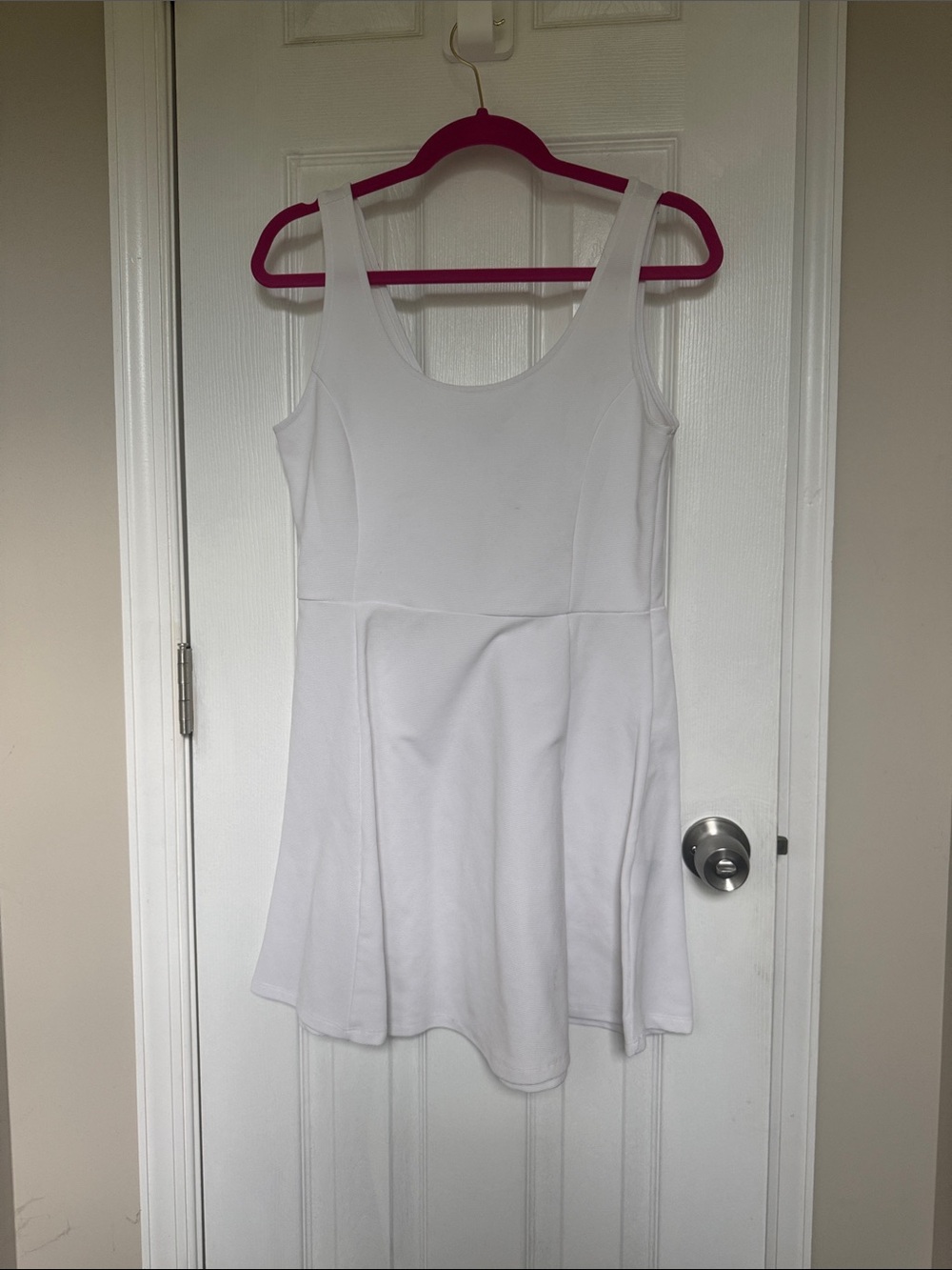 Divided White Scoop Neck Tank Dress